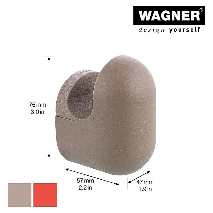 Wagner System Garderobenhaken-Set Hooks4Home klein & groß (L x B x H: 57 x 47 x 76 mm, Taupe/Koralrot, 4 Stk.) | BAUHAUS