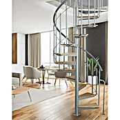 Atrium Spindeltreppe Solo Vertical (Farbton Metall: RAL 9006, Durchmesser: 120 cm, Stahl, Buche, Geschosshöhe: 264 cm - 286 cm) | BAUHAUS