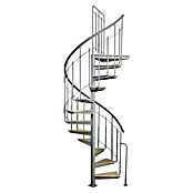 Atrium Spindeltreppe Solo Vertical (Farbton Metall: RAL 9006, Durchmesser: 120 cm, Stahl, Buche, Geschosshöhe: 264 cm - 286 cm) | BAUHAUS