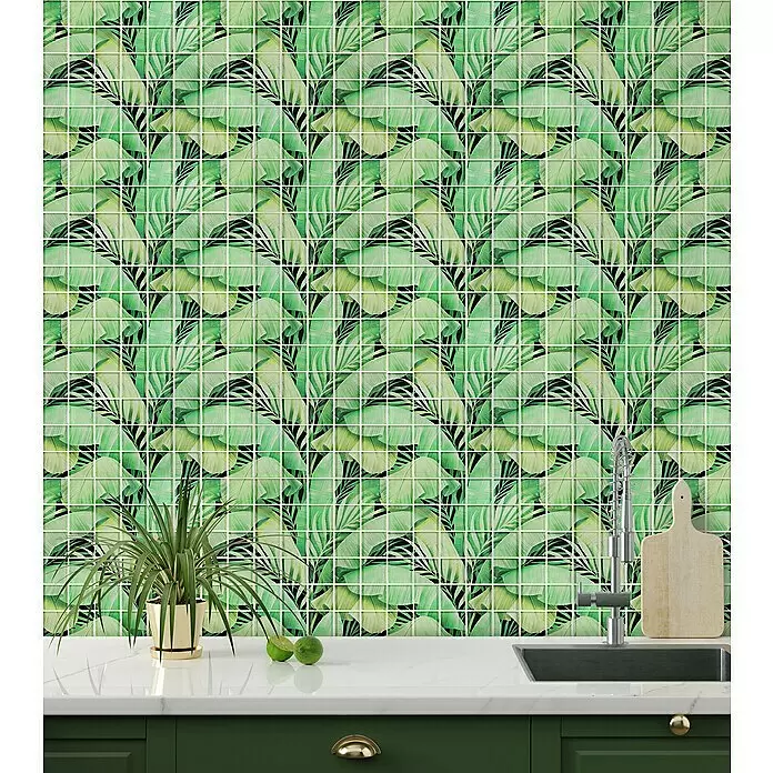 Mosaikfliese Quadrat Crystal Rainforest XCM RF01 - 29,8 x 29,8 cm, Grün, Glänzend - Stimmungsaufnahme