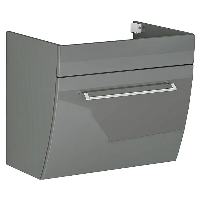 Camargue Orion Waschtischunterschrank - 59,7 x 45,5 x 52,5 cm, Anthrazit - Grauer Waschtischunterschrank mit Schublade und silbernem Griff. Elegantes Möbelstück für das moderne Badezimmer.