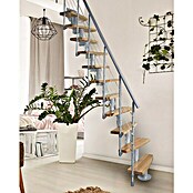 Atrium Raumspartreppe Mini Plus Linco (Farbton Metall: RAL 9006, Breite: 60 cm, Buche, Geschosshöhe: 222 cm - 300 cm) | BAUHAUS