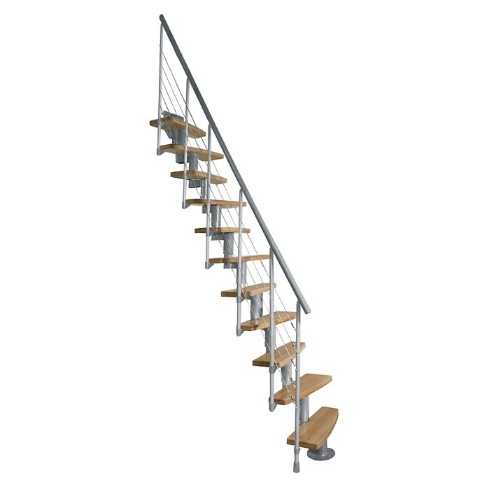 Atrium Raumspartreppe Mini Plus Linco (Farbton Metall: RAL 9006, Breite: 60 cm, Buche, Geschosshöhe: 222 cm - 300 cm) | BAUHAUS