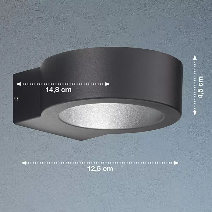 Fischer & Honsel LED-Wandleuchte Torres - 3,5 W, L x B x H: 10 x 11 x 10 cm, Schwarz, Warmweiß - Skizze