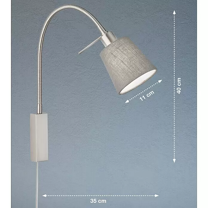 Fischer & Honsel Wandstrahler Wolke - 10 W, L x B x H: 52 x 40 x 11 cm, Nickelfarben matt, Grau, E14 - Skizze