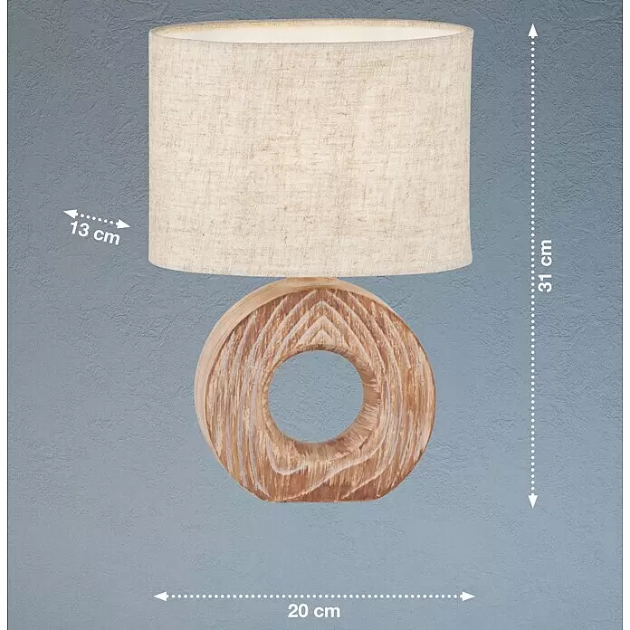 Fischer & Honsel Tischleuchte Hanke - 25 W, L x B x H: 40 x 40 x 4 cm, Holzfarben, Beige, E14 - Skizze