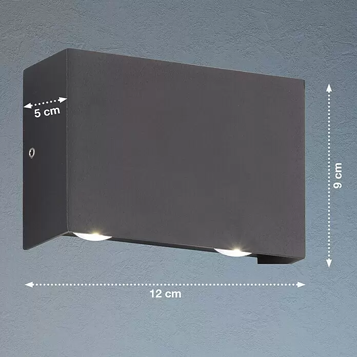 Fischer & Honsel Wandleuchte Nairobi - 10 W, L x B x H: 140 x 24 x 24 cm, Schwarz - Skizze