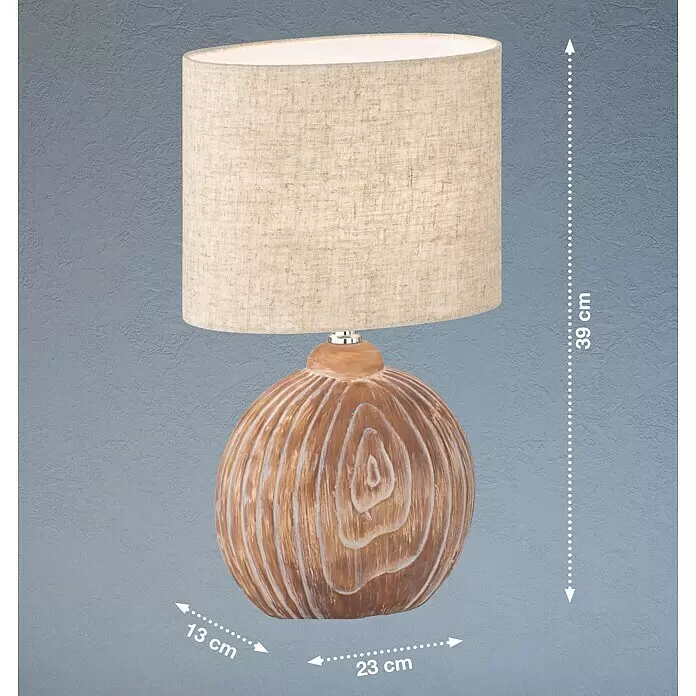 Fischer & Honsel Tischleuchte - 25 W, L x B x H: 140 x 18 x 18 cm, Holzfarben, E14 - Skizze