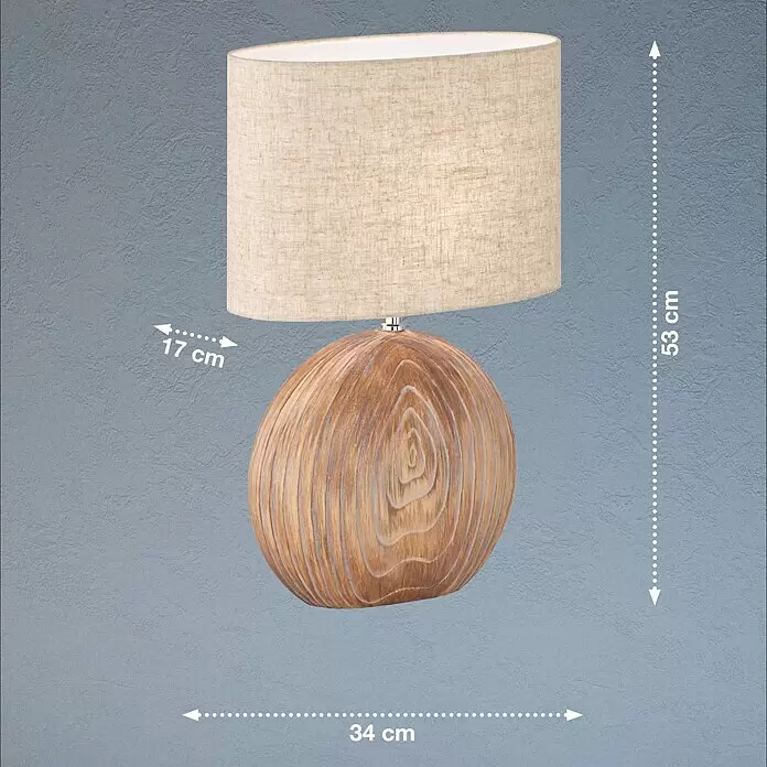Fischer & Honsel Tischleuchte - L x B x H: 40,5 x 13 x 13 cm, Holzfarben, E27 - Skizze