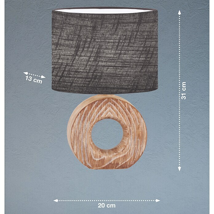 Fischer & Honsel Tischleuchte Hanke (L x B x H: 7,5 x 35 x 5 cm, Holzfarben, Schwarz, E14) | BAUHAUS