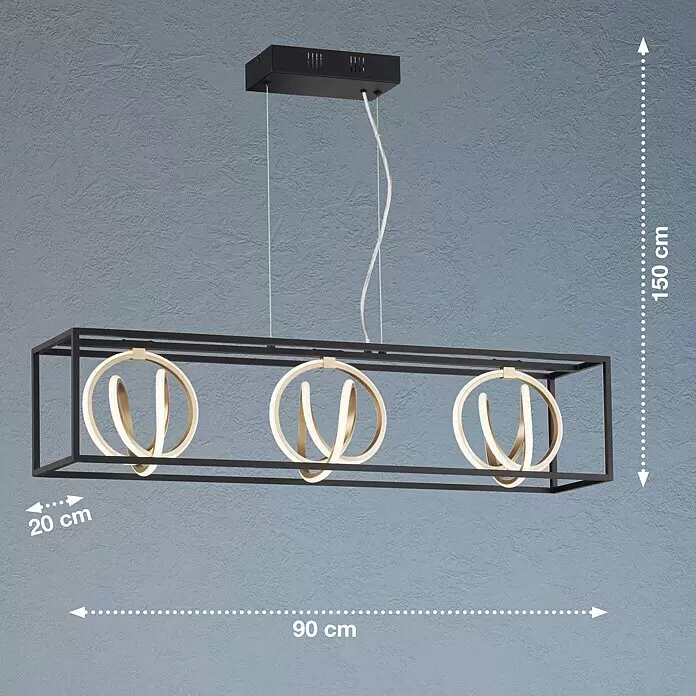 Fischer & Honsel LED-Pendelleuchte - 39 W, L x B x H: 39 x 23 x 13 cm, Mehrfarbig - Skizze