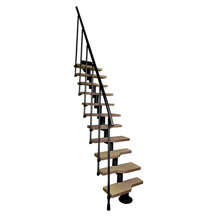 Atrium Raumspartreppe Mini (Farbton Metall: RAL 9005, Breite: 60 cm, Buche, Geschosshöhe: 222 cm - 300 cm) | BAUHAUS