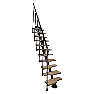 Atrium Raumspartreppe Mini (Farbton Metall: RAL 9005, Breite: 60 cm, Buche, Geschosshöhe: 222 cm - 300 cm)