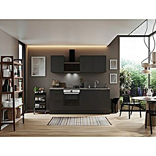 Respekta Premium Vormontierte Küchenzeile Elisabeth (Breite: 220 cm, Vormontiert, Farbe Front: Grau, Farbe Korpus: Grau)