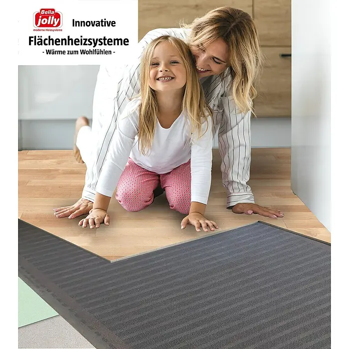 Admiral Laminat- & Parkett-Heizfolie Top-Power - L x B: 3,5 x 0,5 m, Beheizbare Fläche: 1,75 m² - Innovative Flächenheizsysteme von Bella Jolly: Eine Mutter und ihre Tochter genießen die Wärme und den Komfort auf dem neuen Boden.