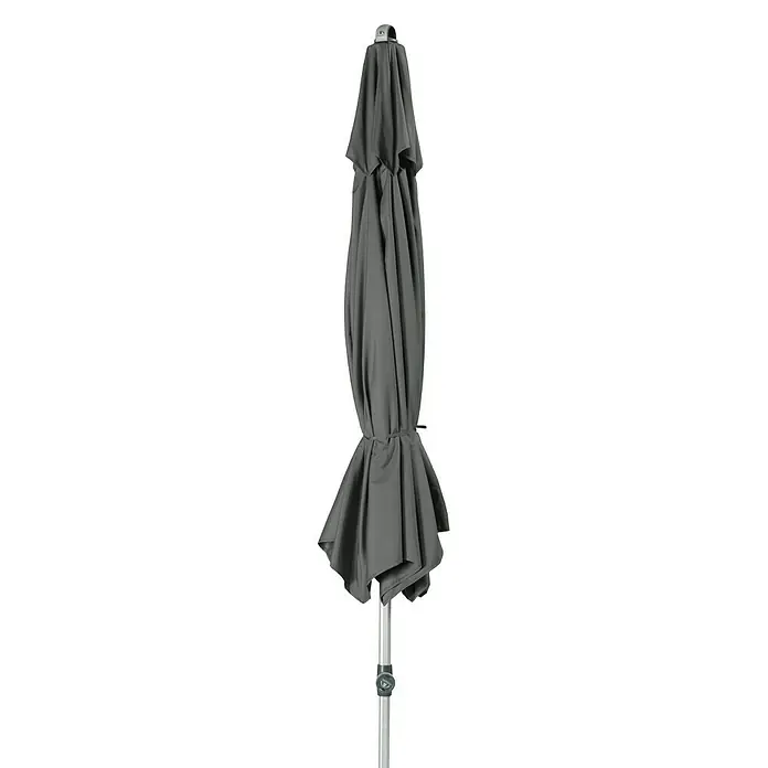 Doppler Expert Marktschirm rund Auto Tilt - Anthrazit, Durchmesser Bespannung: 320 cm - Geschlossener grauer Sonnenschirm mit Metallständer, ideal für den Außenbereich und bietet Schutz vor Sonne und leichtem Regen.