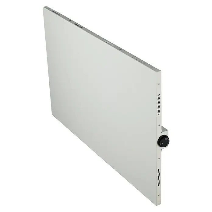 Admiral Infrarot-Metallheizkörper - 90 x 60 cm, 780 W, Weiß - Ein weißer Infrarot-Heizkörper mit Temperaturregler an der Seite, ideal für eine effiziente Wärmeverteilung im Raum.