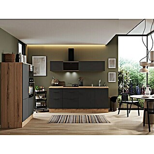 Respekta Premium Vormontierte Küchenzeile Elisabeth (Breite: 340 cm, Vormontiert, Farbe Front: Grau, Farbe Korpus: Braun)