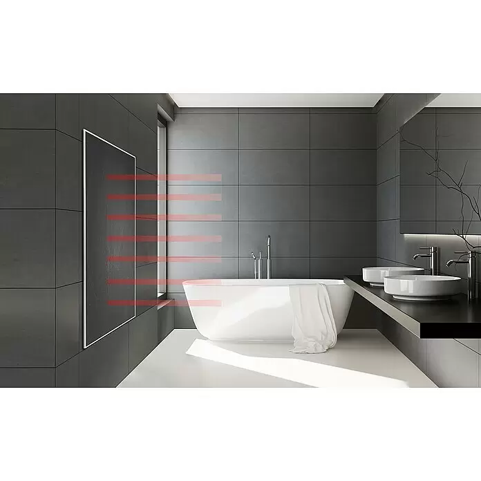 Jollytherm Infrarot-Keramikheizkörper - B x H: 600 x 1.200 mm, 1.100 W, Natursteinoptik - Stimmungsaufnahme