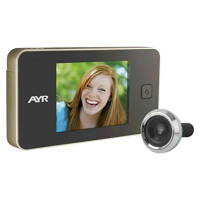 AYR Face Mirilla digital 752 - Cromo, Espesor de la puerta: 38 mm - 110 mm - Cámara digital de mirilla con pantalla LCD que proporciona imágenes claras, mejorando la seguridad de tu hogar.