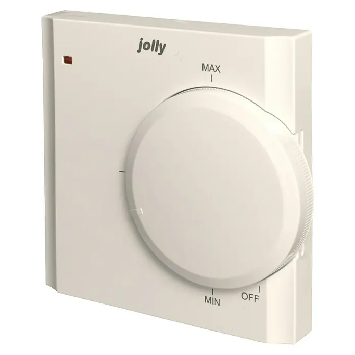 Admiral Fußbodentemperatur-Regler Top-Power Standard - Elektro, Laminat/Parkett - Nahaufnahme eines Jolly-Raumthermostats zur Temperaturregelung, mit Einstellknopf und LED-Anzeige für Heizsysteme.