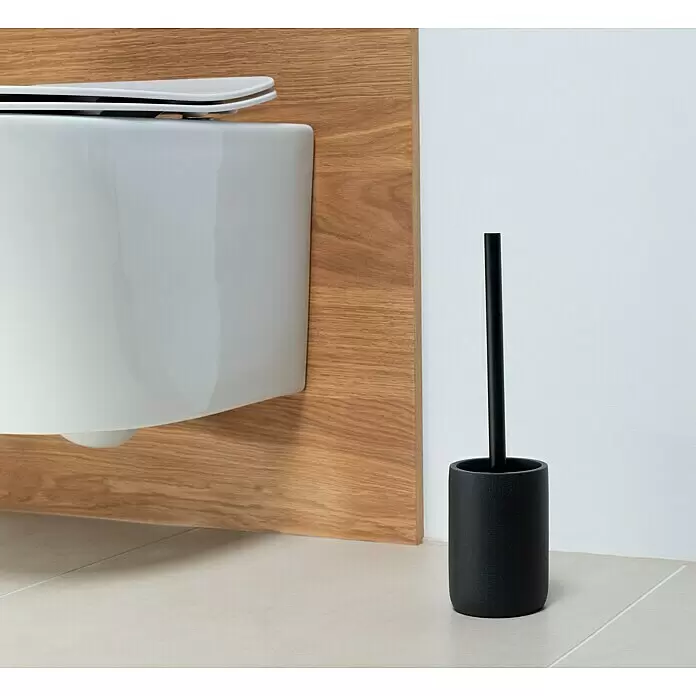 Camargue WC-Bürstengarnitur Stone - Polyresin, Schwarz - Detailaufnahme