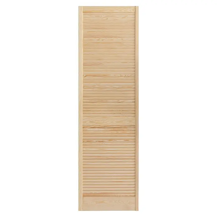 Lamellentür - B x H: 594 x 1.985 mm, Art Lamellen: Offen, Natur - Eine helle Holztür mit Lamellenmuster. Die Holzmaserung ist deutlich sichtbar und verleiht der Tür eine natürliche Optik.