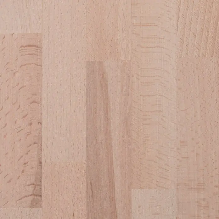 Leimholzplatte - Buche, Qualitätsstufe Leimholzplatte: B/C, 800 x 200 x 18 mm - Nahaufnahme einer hellen Holzplatte mit einer schönen Maserung, ideal für Möbel oder Fußböden.