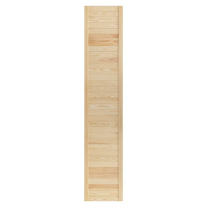 Möbeltür - B x H: 394 x 1.995 mm, Natur - Ein helles, hölzernes Schrankpaneel mit horizontalen Brettern und vertikalen Rahmen, perfekt für moderne Innenräume.