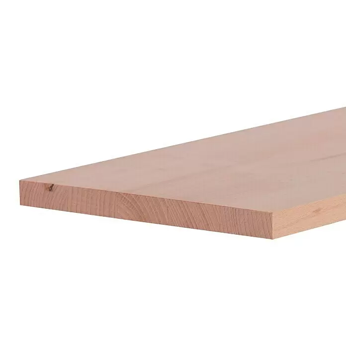 Leimholzplatte - Buche, Qualitätsstufe Leimholzplatte: B/C, 800 x 200 x 18 mm - Helles Holzbrett mit sichtbarer Maserung.