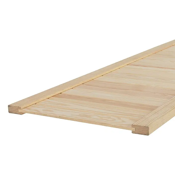 Möbeltür - B x H: 394 x 1.995 mm, Natur - Detailaufnahme einer unbehandelten Holzplatte mit Rahmen, ideal für DIY-Projekte und Innenausbau, die natürliche Holzmaserung ist gut sichtbar.