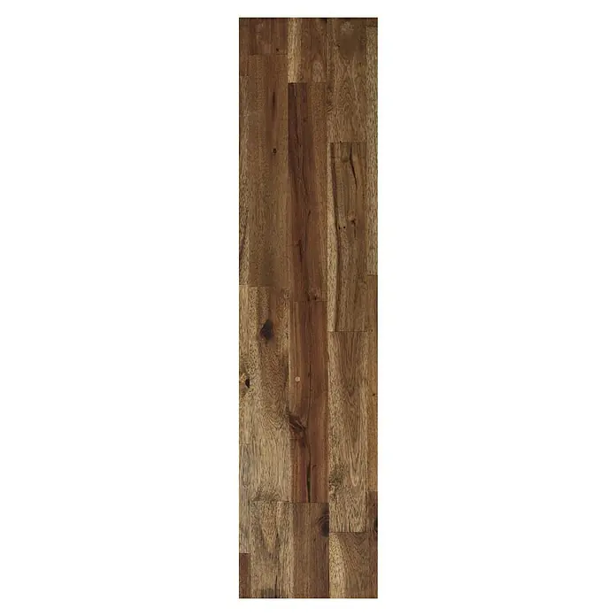 Exclusivholz Leimholzplatte - Akazie, Qualitätsstufe Leimholzplatte: B/C, 800 x 400 x 18 mm - Nahaufnahme von Akazienholz-Küchenarbeitsplatten mit unterschiedlichen Maserungen und warmen Farbtönen. Die geölte Oberfläche betont die natürliche Schönheit.