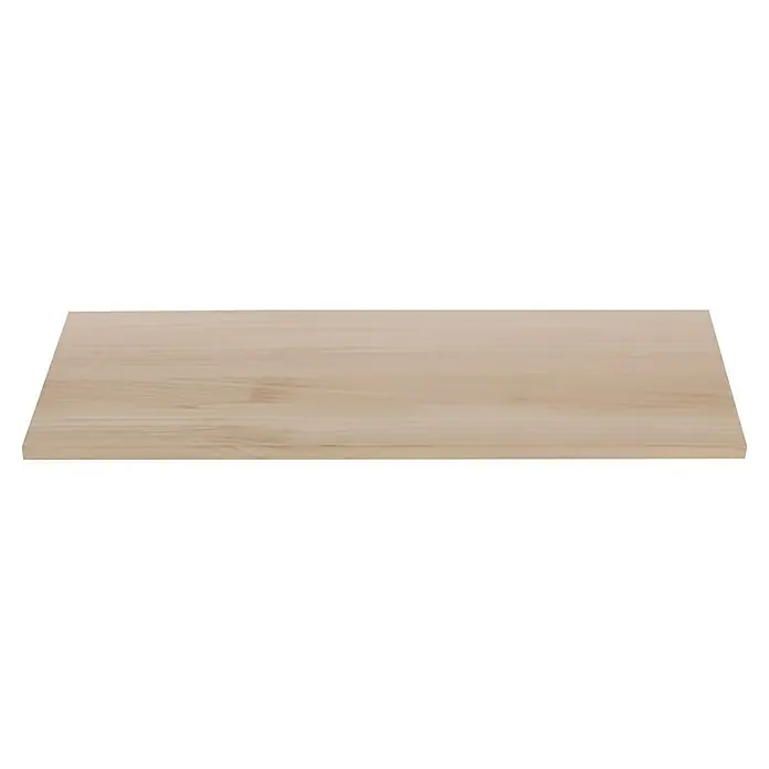 Exclusivholz Tablero de madera laminada - Paulonia, Nivel de calidad del tablero de madera laminada: A/B, 800 x 400 x 18 mm - Primer plano de una tabla de madera clara sin terminar, que muestra la veta y la textura naturales de la madera.