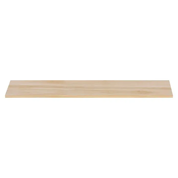 Exclusivholz Tablero de madera laminada - Paulonia, Nivel de calidad del tablero de madera laminada: A/B, 800 x 200 x 18 mm - Primer plano de una tabla de madera clara sin terminar, destacando la veta y la textura natural.
