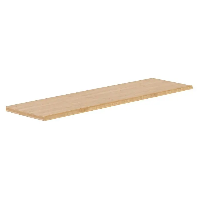Exclusivholz Leimholzplatte - Bambus, Qualitätsstufe Leimholzplatte: A/B, 800 x 200 x 18 mm - Ein rechteckiges Bambusbrett mit einer hellen Holzmaserung und einer glatten Oberfläche auf einem schwarzen Hintergrund.