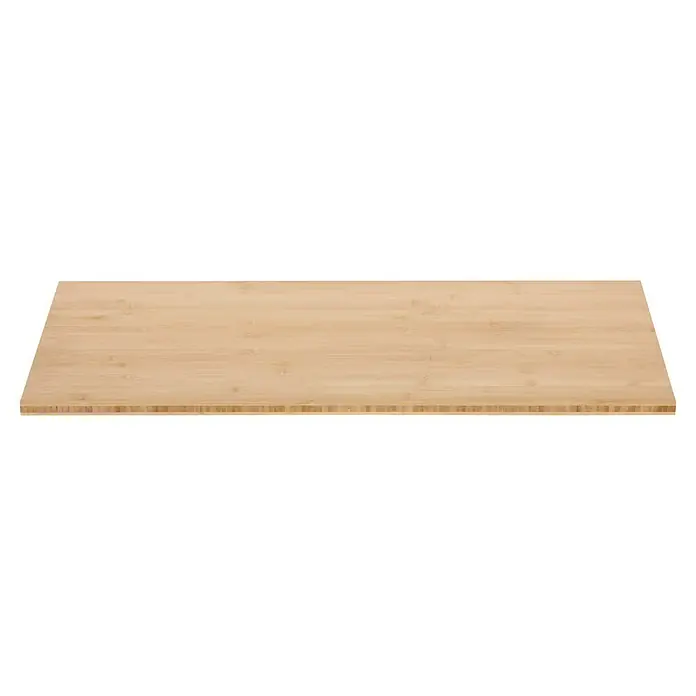 Exclusivholz Tablero de madera laminada - Bambú, Nivel de calidad del tablero de madera laminada: A/B, 800 x 200 x 18 mm - Primer plano de un panel de bambú de color claro, ideal como tablero de mesa o para proyectos de bricolaje. La veta natural del bambú es muy visible.