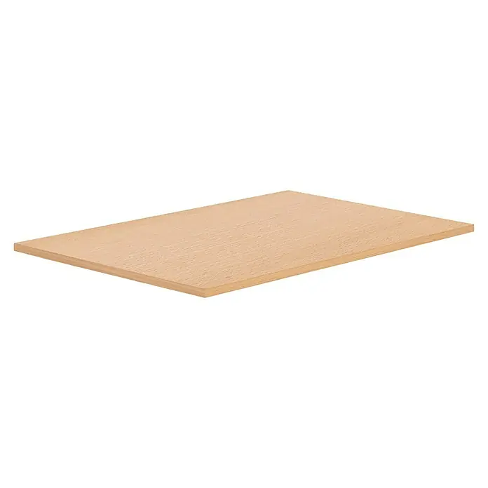 Regalboden - Buche Hell, 80 x 50 x 1,6 cm - Holzbrett: Nahaufnahme eines hellbraunen Holzbretts mit abgerundeten Ecken und einer glatten Oberfläche, ideal für die Küche.