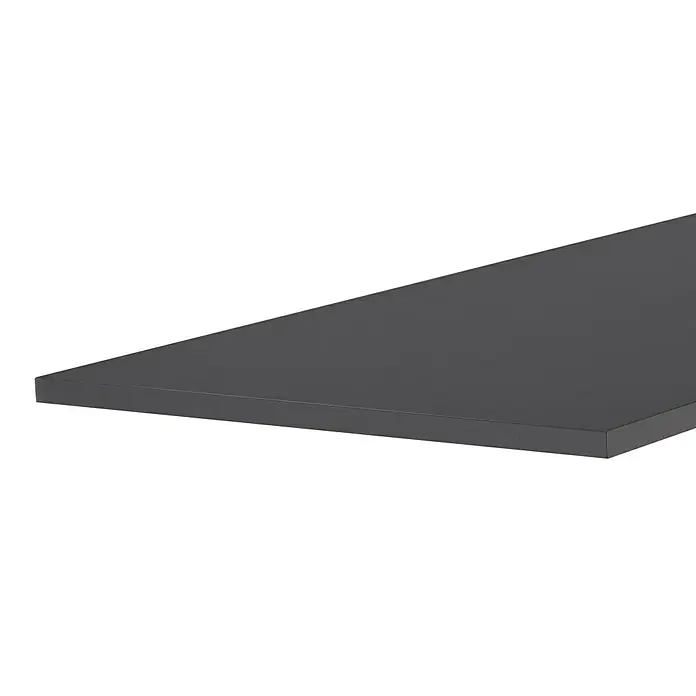 Regalboden - Anthrazit, 80 x 40 x 1,6 cm - Nahaufnahme einer eleganten, grauen Tischplatte mit glatter Oberfläche und minimalistischem Design, ideal für moderne Innenräume.