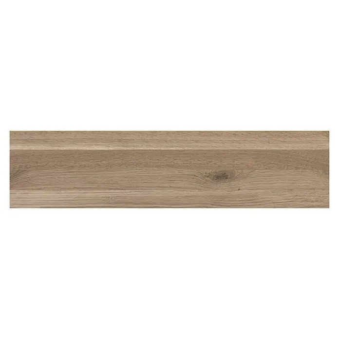 Exclusivholz Leimholzplatte Rustic - Eiche, Qualitätsstufe Leimholzplatte: B/C, 800 x 200 x 20 mm - Nahaufnahme einer Eichenholzplatte, die die natürliche Maserung und einen markanten Ast zeigt. Ideal für Möbelbau und Innendesign.