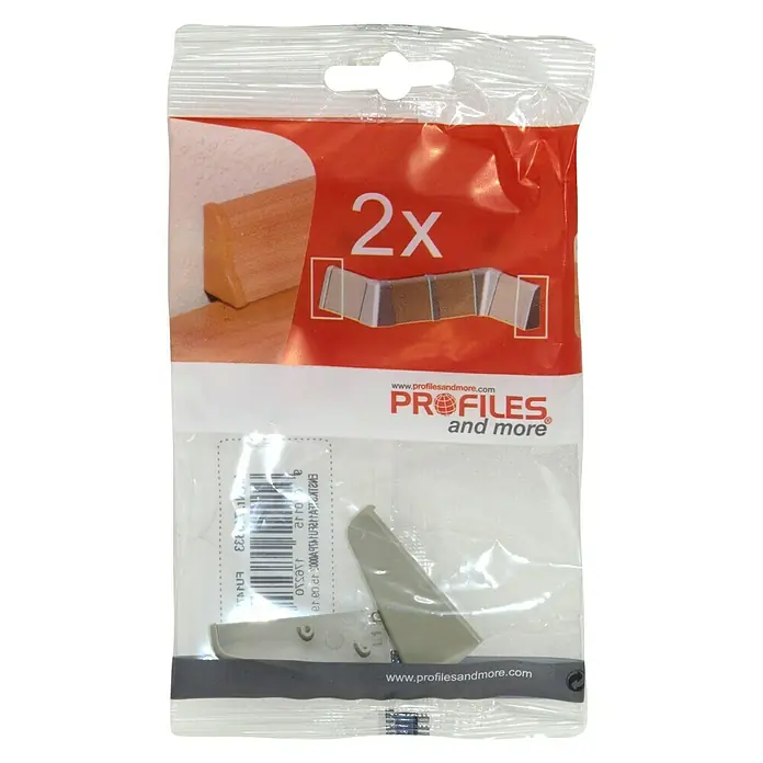 Profiles and more Endkappe FU147H - Grau, 2 Stk. - Verpackung mit zwei Eckleisten von Profiles and more für einen sauberen Abschluss von Fußleisten und Wand.