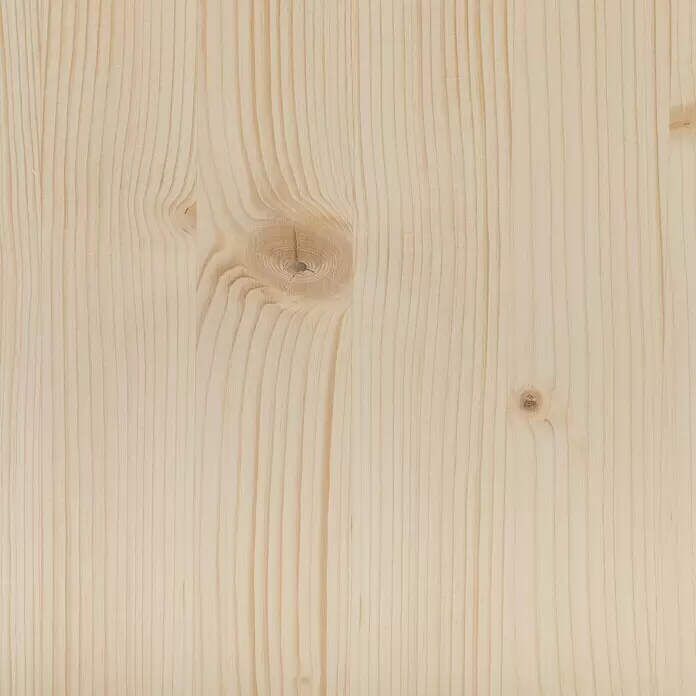 Exclusivholz Leimholzplatte - Fichte, Qualitätsstufe Leimholzplatte: A/B, 2.500 x 400 x 28 mm - Helle Naturholzplatte mit sichtbarer vertikaler Maserung und vereinzelten Ästen.