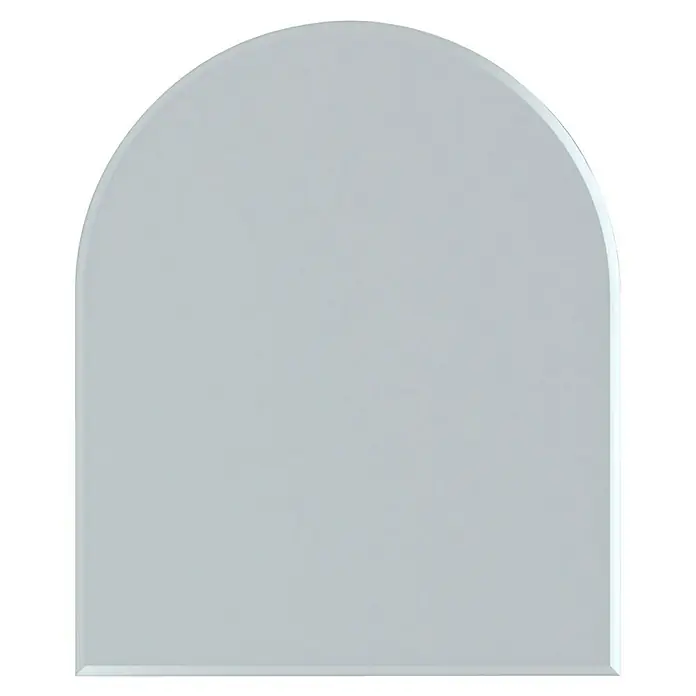 Valo Glasbodenplatte - 120 x 100 cm - Weißer Badspiegel in abgerundeter Form. Moderner, schlichter Spiegel für das Badezimmer mit klaren Linien und elegantem Design.