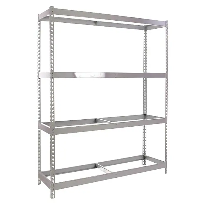 Simonrack Ecoforte Estantería para cargas pesadas Metal - Al x An x Pr: 200 x 180 x 60 cm, Número de baldas: 4 ud., Inserción, Galvanizado, Capacidad de carga por balda: 400 kg, Bandejas no incluidas - Estantería metálica plateada con cuatro estantes. Solución de almacenamiento robusta para talleres, almacenes o sótanos, con amplio espacio.