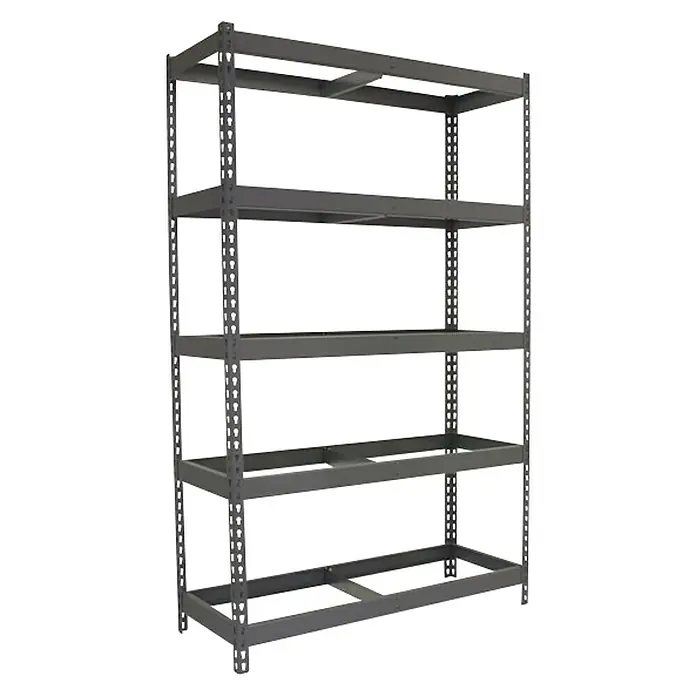 Simonrack Ecoforte Estantería para cargas pesadas Metal - Al x An x Pr: 200 x 150 x 45 cm, Número de baldas: 5 ud., Inserción, Gris, Capacidad de carga por balda: 400 kg, Bandejas no incluidas - Imagen de producto de una estantería resistente gris con cinco niveles, ideal para el almacenamiento en garaje o sótano. La estantería es robusta y fácil de montar.