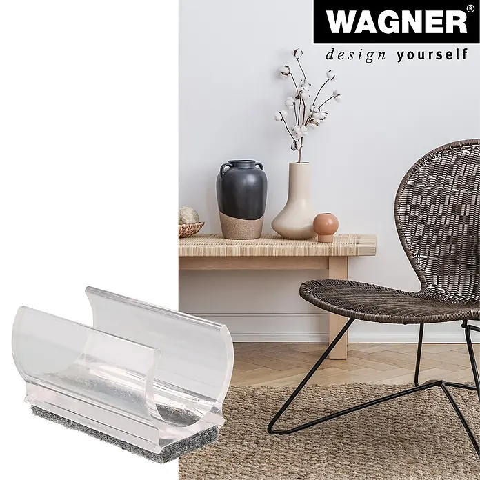 Wagner System Klemmschalengleiter Filz - Durchmesser: 28,6 mm, 4 Stk. - Wagner Möbelgleiter: Ein transparenter Gleiter mit Filz für Rohre, schützt Böden und reduziert Geräusche. Ideal für Stühle!