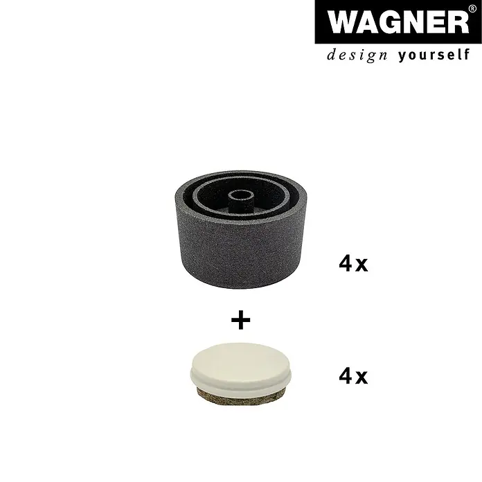 Wagner System Filzgleiter Basis - Durchmesser: 25 mm, Schrauben, 4 Stk. - Wagner Möbelgleiter Set: Grauer Möbelgleiter zur optimalen Anpassung an Möbel, inklusive Filzgleiter für empfindliche Böden.