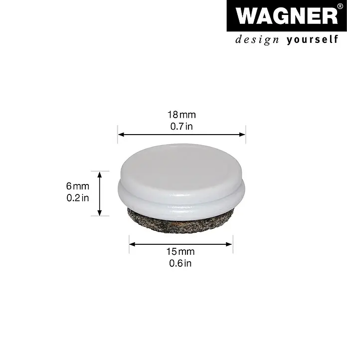 Wagner System Filzgleiter Duo Ultrasoft/Hyper - Durchmesser: 20 mm, 4 Stk., Mit Schraube - Möbelgleiter mit Filzgleitfläche und den Maßen 18mm Durchmesser und 6mm Höhe, ideal für den Schutz von Böden.