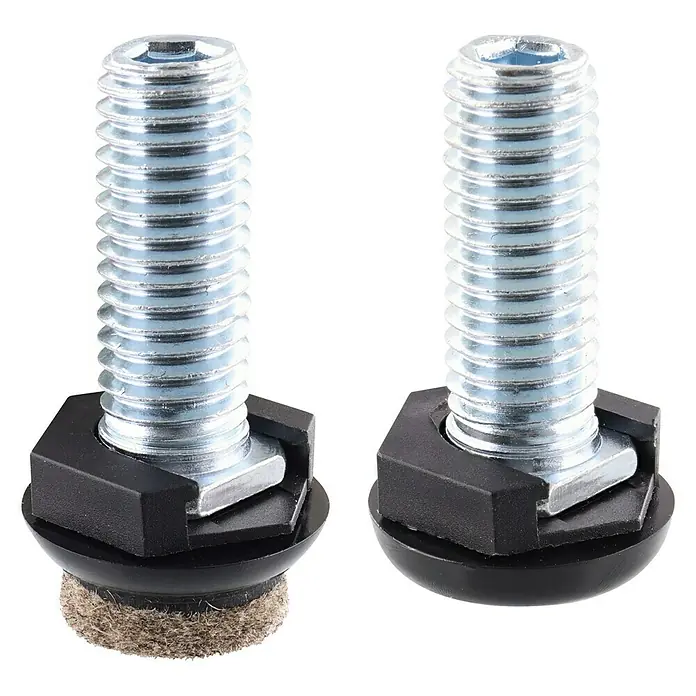Wagner System Verstellfüße - Länge Gewinde: 25 mm, Durchmesser Gewinde: 10 mm, 4 Stk. - Zwei Möbelfüße mit Gewinde und Filzgleitern für Möbel, um Böden vor Kratzern zu schützen und Möbel auszurichten.