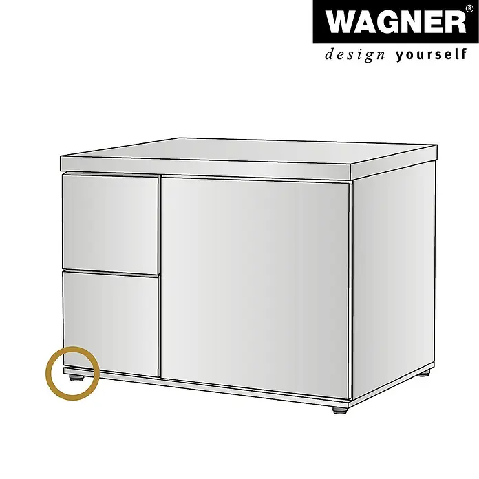 Wagner System Verstellfüße Justus Duo - Durchmesser: 25 mm, Schrauben, 4 Stk. - Abbildung eines modernen WAGNER Schranks mit minimalistischem Design, ideal für stilvolle Wohnräume und Büros.