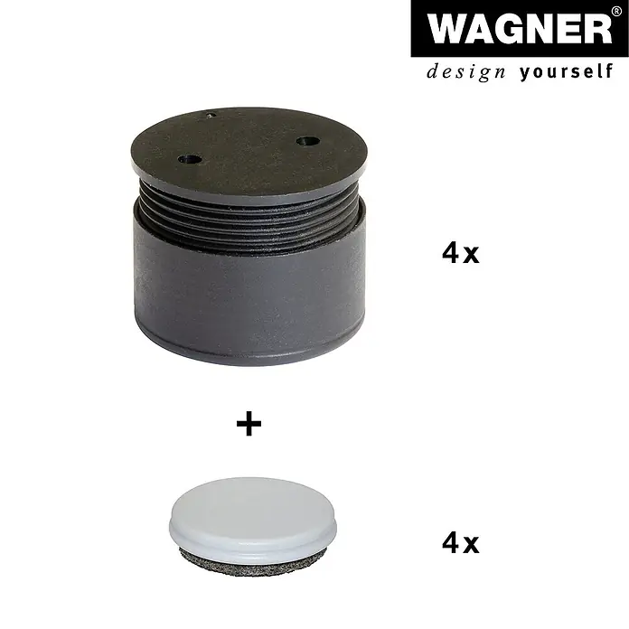 Wagner System Filzgleiter Basis Lounge - Durchmesser: 30 mm, 4 Stk., Rund - Möbelgleiter-Set: Vier schwarze Stellfüße und vier Gleiteinsätze mit Filz für optimalen Schutz Ihrer Böden.